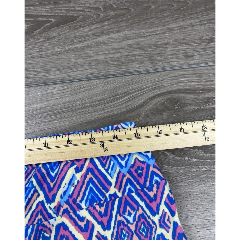 Lularoe Women's Pull On Geometric Pattern Leggins Blue Tall‎ & Curvy